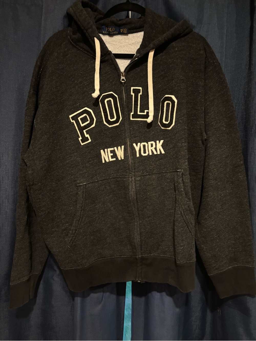 Polo by Ralph Lauren Charcoal Gray Zip-Up Hoodie with White Trim